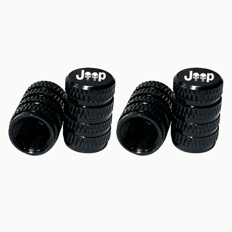 4-Piece Aluminum Tire Valve Cap Set for Jeep Models