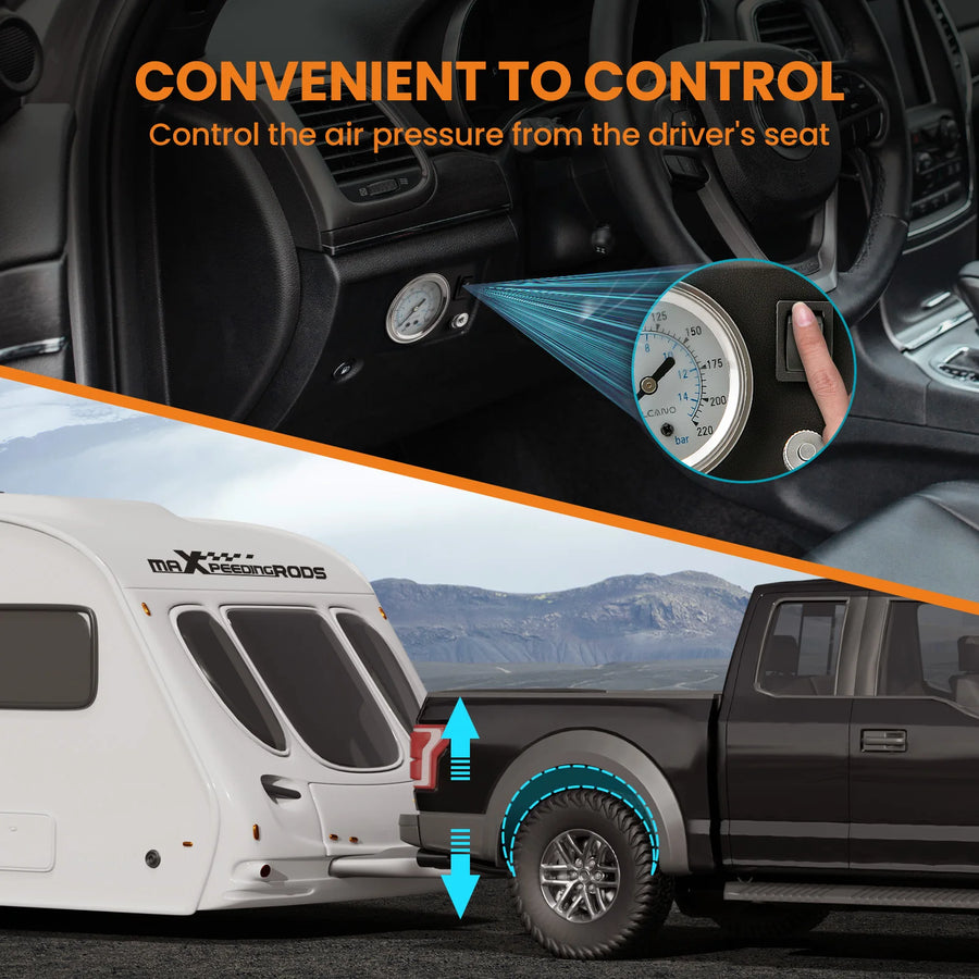 Air Spring Bags with Air Controller Kit for Dodge RAM 1500 Pickup 2009-2010 Air Spring Kit+air Shock Compressor Kit
