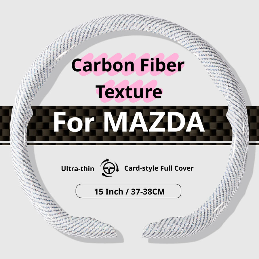 Carbon-Fiber-Texture 37-38CM Steering Wheel Cover for MAZDA
