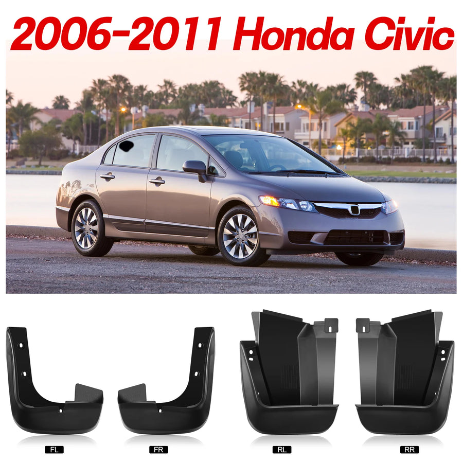 Honda Civic Sedan Front & Rear Splash Guard Set – 2006–2011