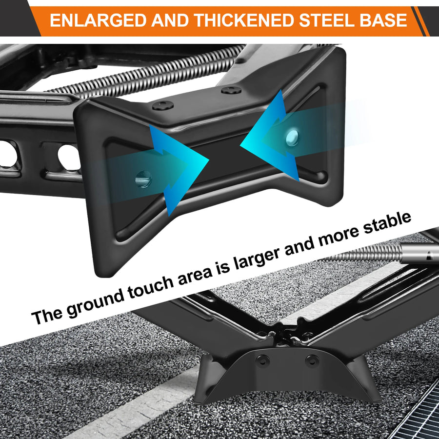 2-Ton Scissor Jack with Lug Wrench, 4.1-15.2 Inch Lift Range