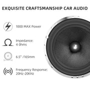 6.5-Inch 1000W Max Carbon-Fiber Component Car Speakers
