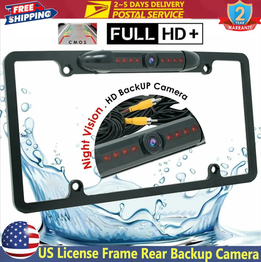 US License Plate Frame Backup Camera – 170° IR Night Vision