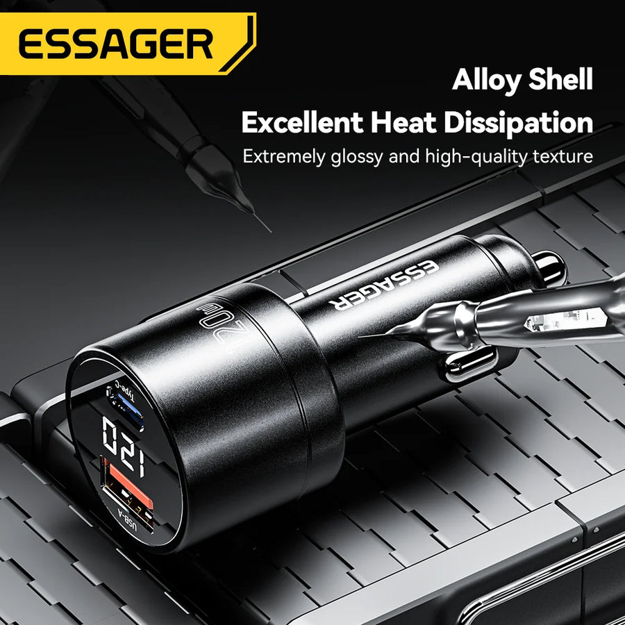 Essager 120W USB-C PD and QC Car Charger Adapter
