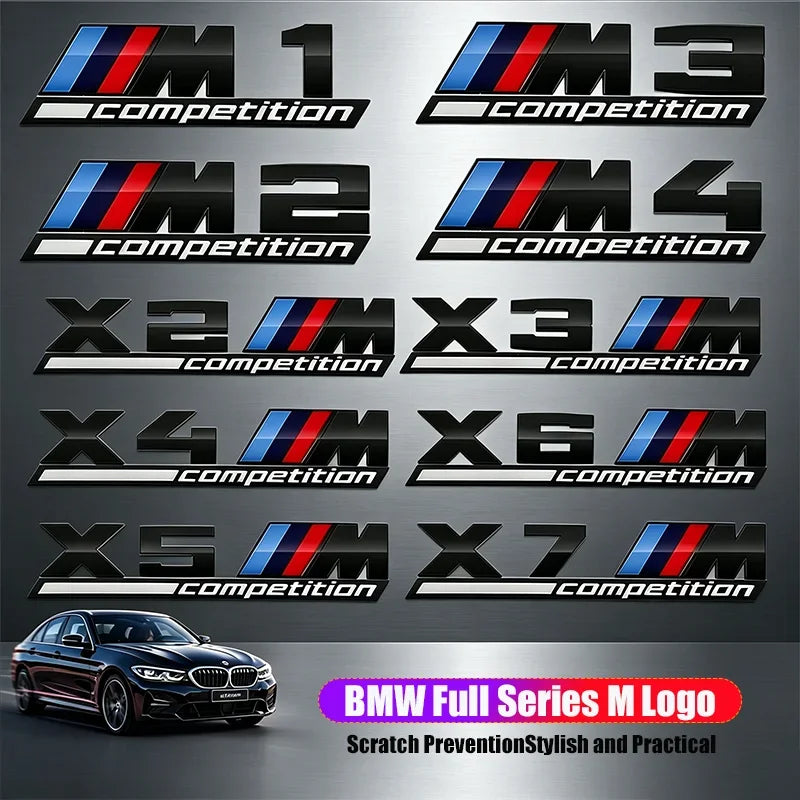 For BMW M1 M2 M3 M4 X2 X3 X5 X6 X7 M Competition 3D Tri-Color Emblem Sticker Waterproof Trunk Fender