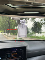 Silver Cap Clear Square Perfume Bottle Hanging Car Air Freshener