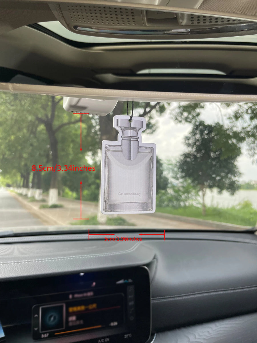 Silver Cap Clear Square Perfume Bottle Hanging Car Air Freshener