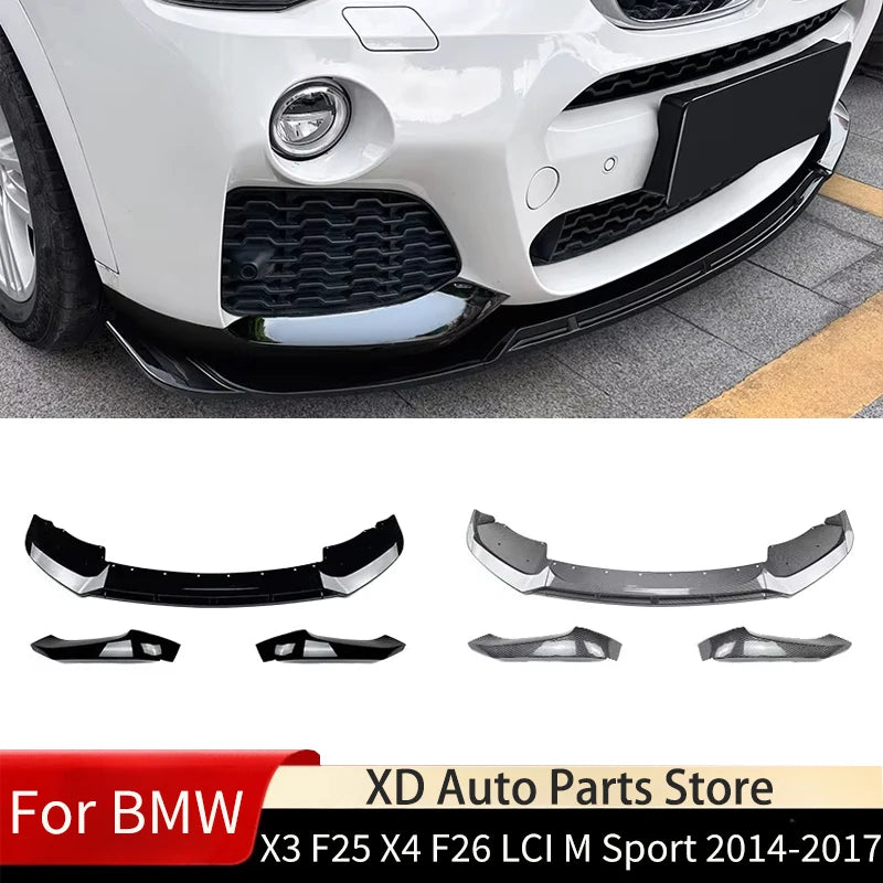 Front Bumper Lip Splitter for BMW X3 F25/X4 F26 M Sport 2014-2017