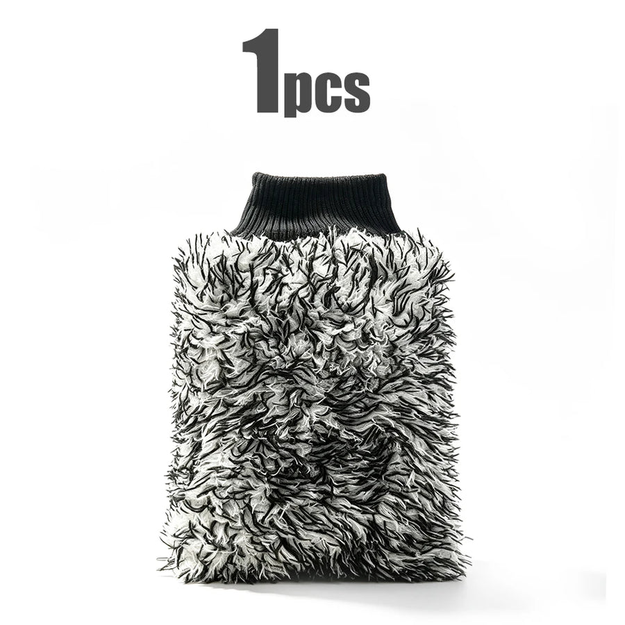Thick Double-Sided Microfiber Car Wash Mitt, 22 x 19 cm