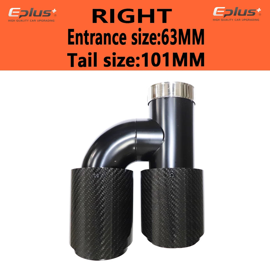 Universal H-Shaped Dual-Outlet Carbon-Fiber & Stainless Steel Exhaust Tip