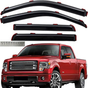 In-Channel Window Vent Visor Sun Rain Guards for 2009-2014 Ford F-150 Super Crew