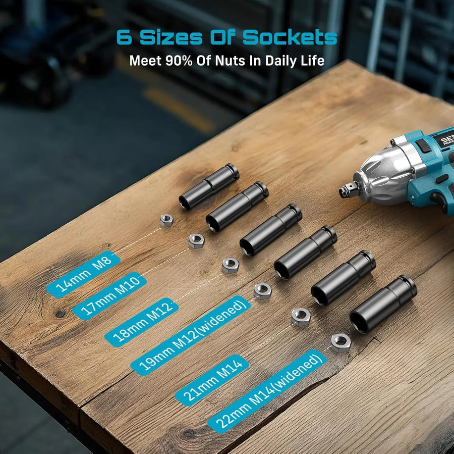 1/2-Inch Cordless Brushless Impact Wrench, 1200 N·m, Battery Options
