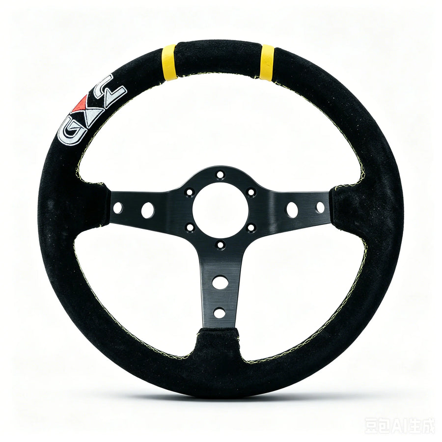 320 mm Suede Deep-Dish 6-Bolt Racing Steering Wheel