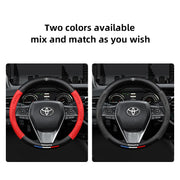 Carbon Fiber-Pattern Leather Steering Wheel Cover for Toyota Vehicles