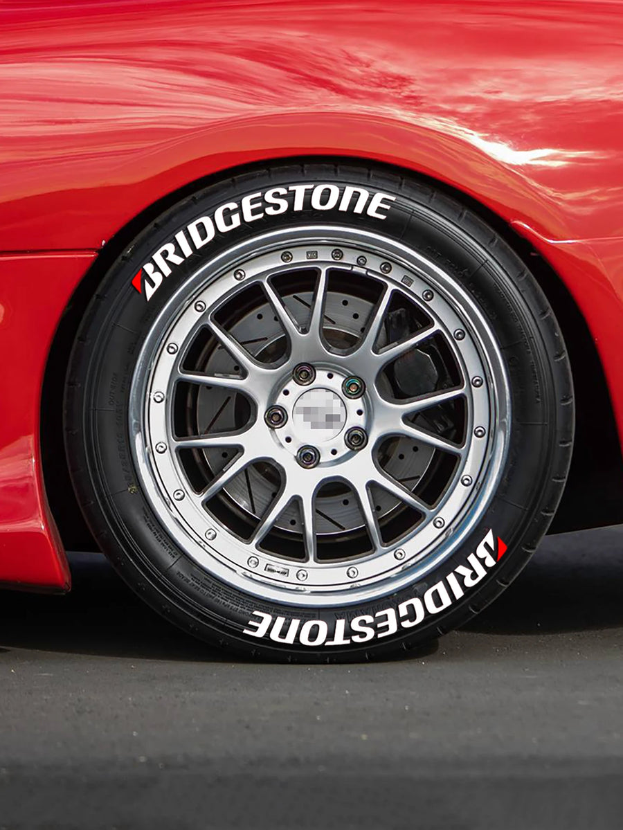 Bridgestone Tire Letter Stickers Set for 4 Wheels 3D Pvc Raised Tire Decals Waterproof Car Racing Tire Sidewall Decor