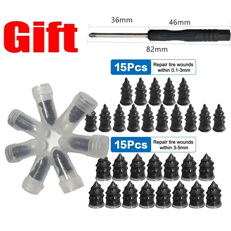 10/20/30-Piece Tubeless Tire Repair Rubber Nail Kit – Mixed Sizes