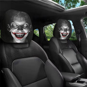 2-Piece Evil Clown Cracked Print Car Headrest Cover Set
