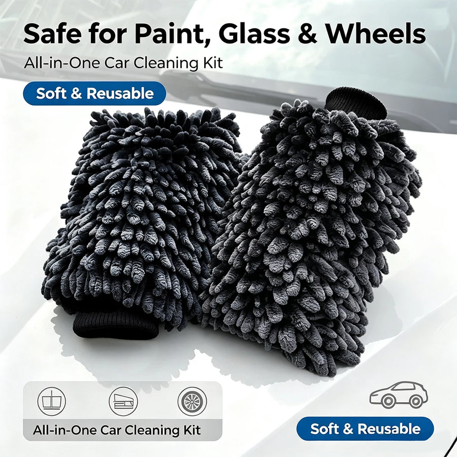 XL Charcoal Grey Chenille Microfiber Car Wash Mitt