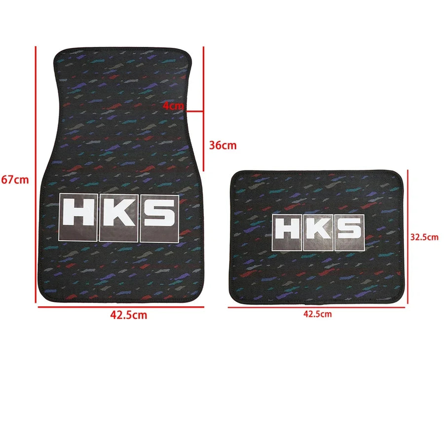 HKS Le Mans Confetti 4-Piece JDM Car Floor Mat Set