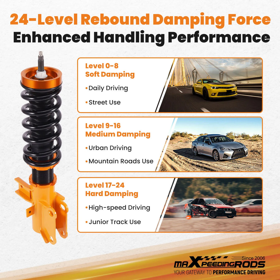 24 Levels Damper Coilover Shock Springs Assembly Kit for Chevrolet Camaro 2010-2015 Suspension Set Shock Absorbers