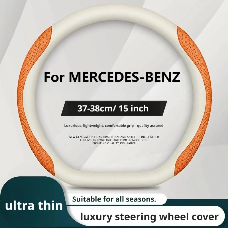 Leather Steering Wheel Cover for Mercedes-Benz E300 A B C E S-Class W205 W212 W210 W221 W205
