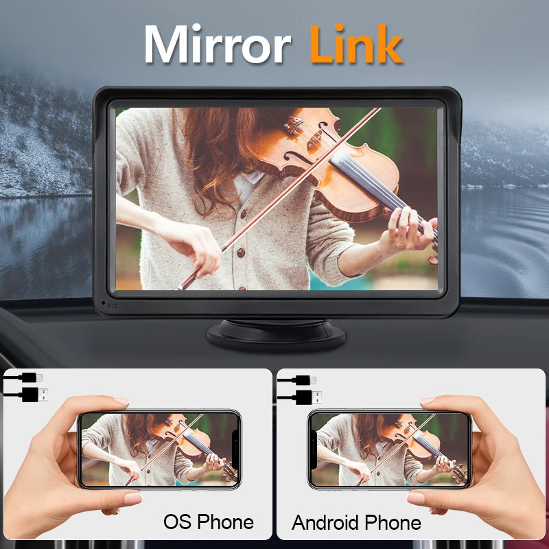 7-Inch Portable Wireless CarPlay and Android Auto Display