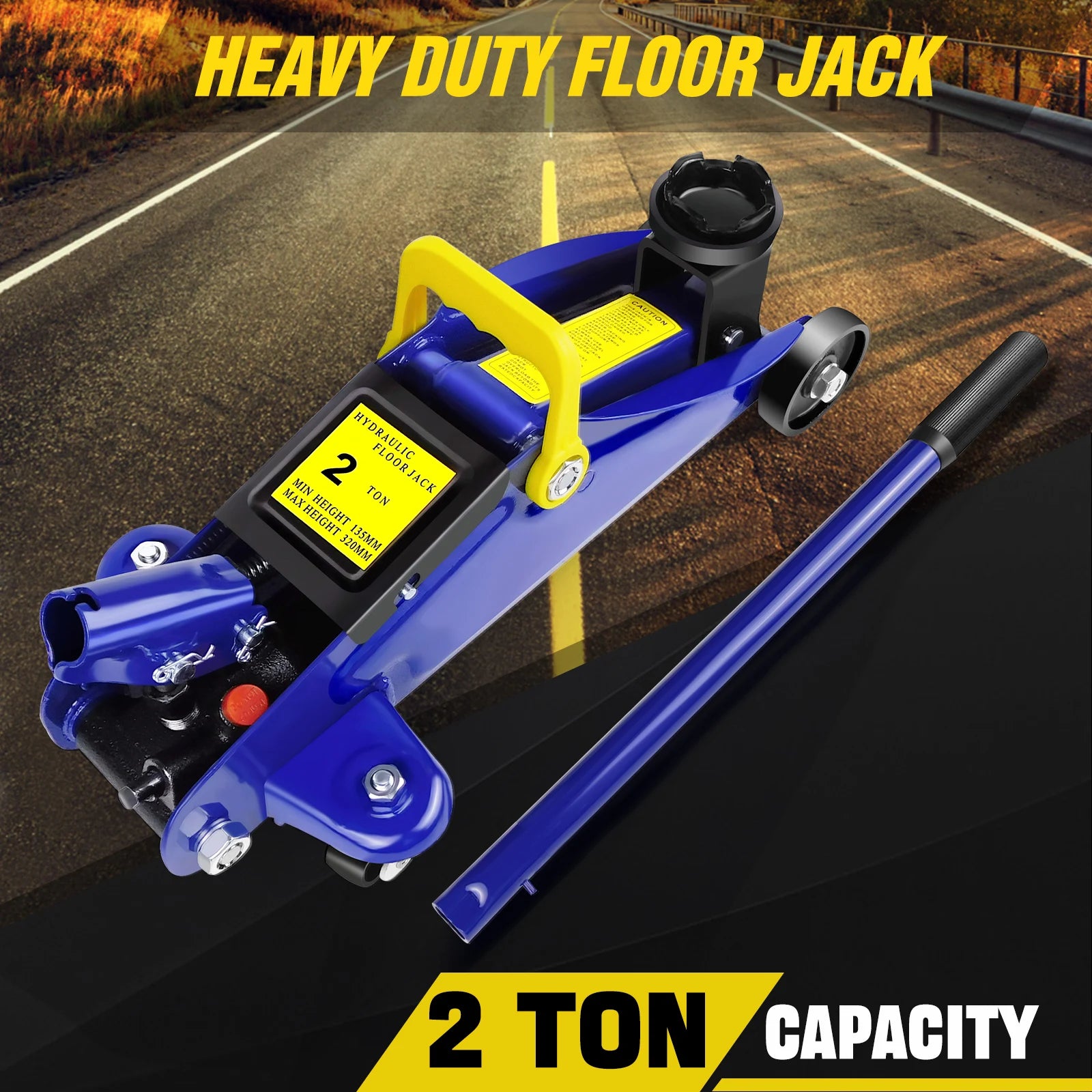 2-Ton Hydraulic Trolley Floor Jack with 5.3-12.6 Inch Lift Range and Carry Bag