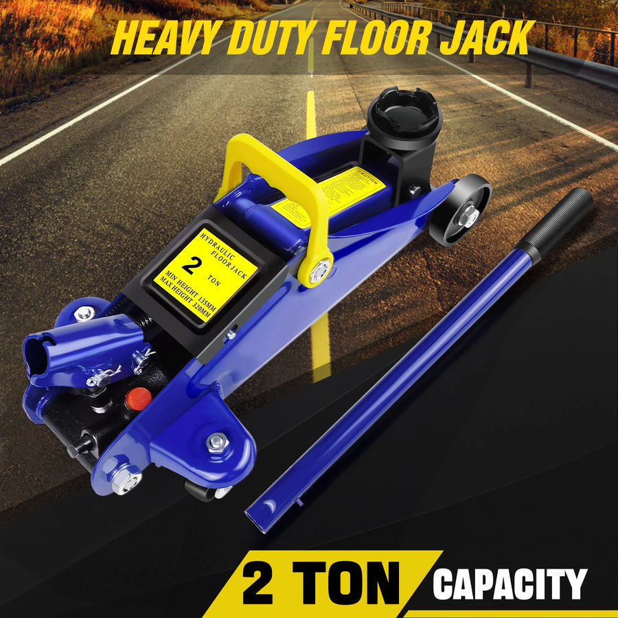 2-Ton Hydraulic Trolley Floor Jack with 5.3-12.6 Inch Lift Range and Carry Bag