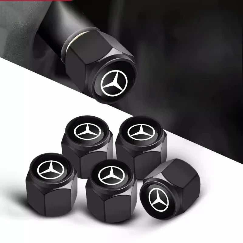 5-Piece Metal Tire Valve Stem Cap Set for Mercedes-Benz