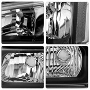 Black Headlight and Bumper Lamp Set for Chevrolet Silverado 2003-2006