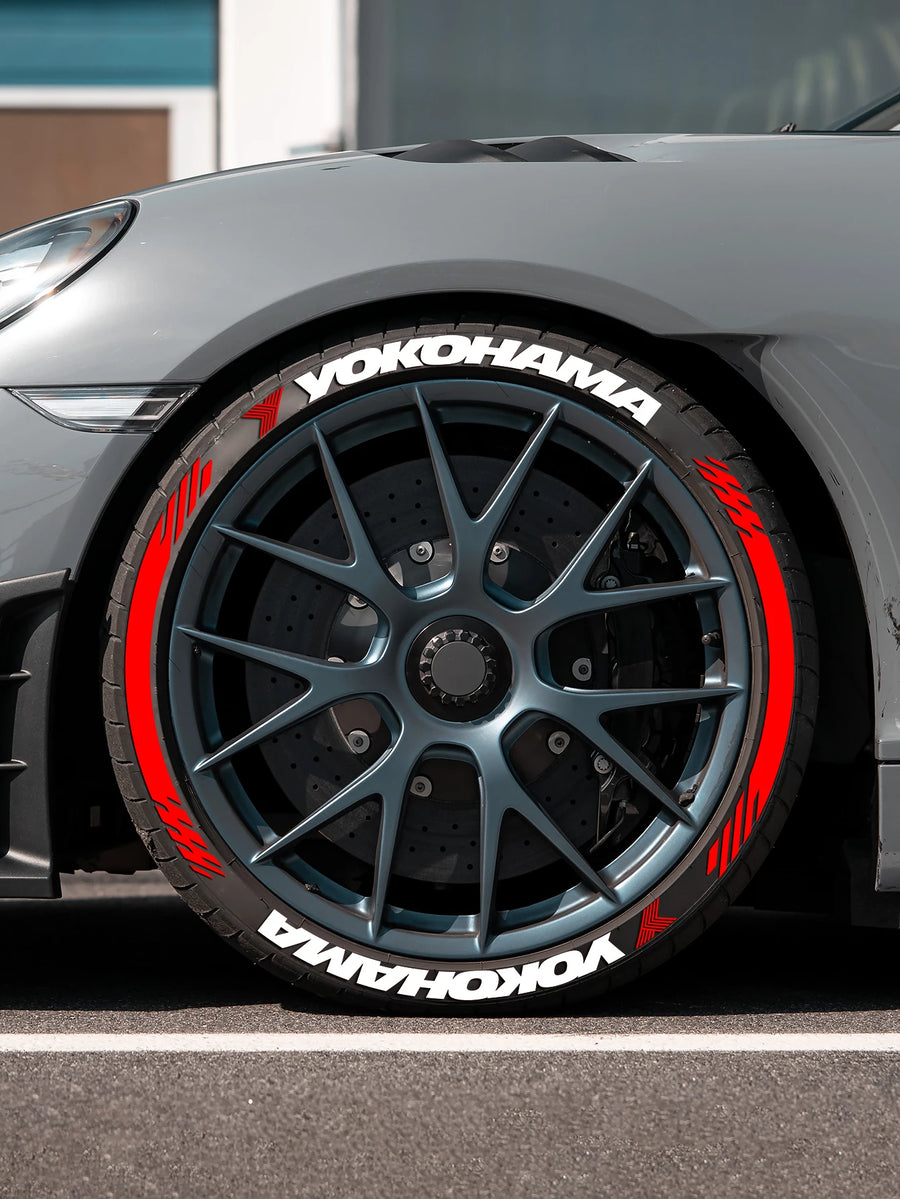 Yokohama Tire Letter Stickers Set for 4 Wheels 3D Pvc Raised Tire Decals Waterproof Racing Sidewall Decor