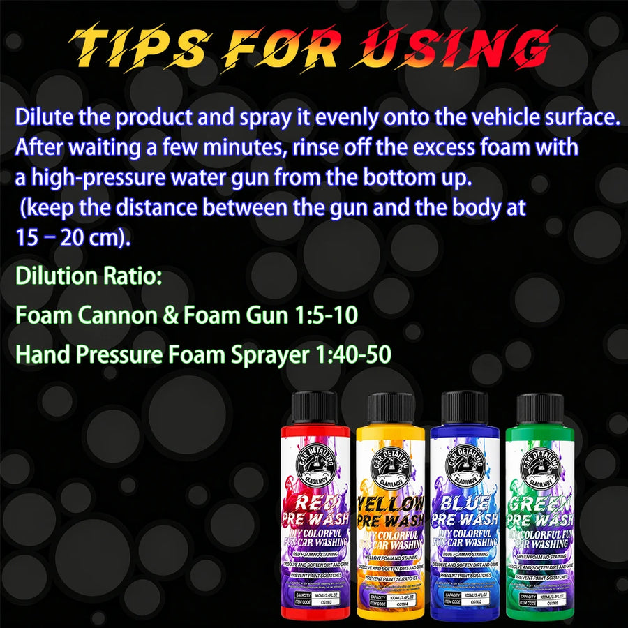 Concentrated Colored Car Pre-Wash Foam – 100 mL or 490 mL