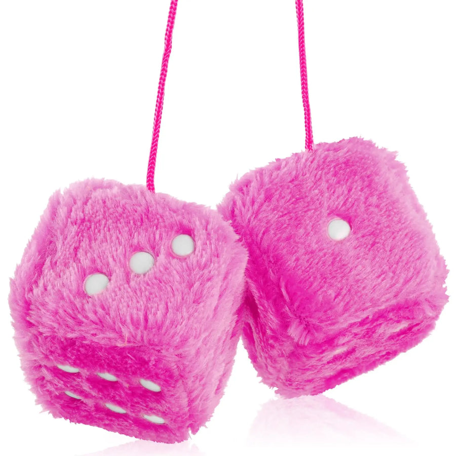 Pair of Retro Plush Fuzzy Dice Rearview Mirror Ornaments