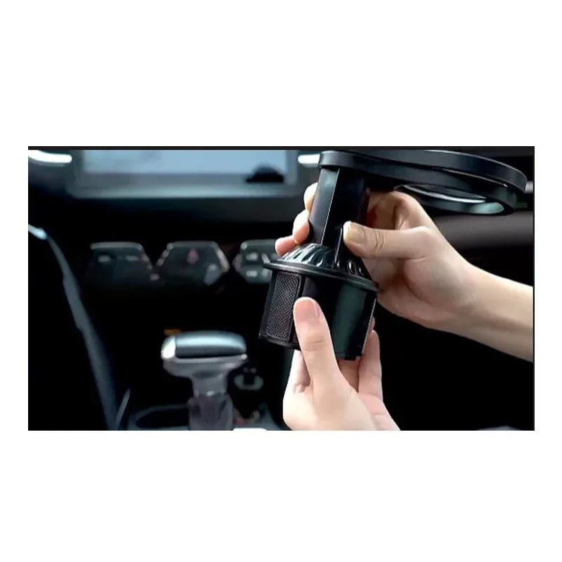Adjustable Car Cup Holder Tray With 360° Rotating Phone Mount