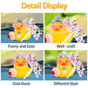 Birthday Rubber Duck Dashboard Ornament with Crown and Sunglasses