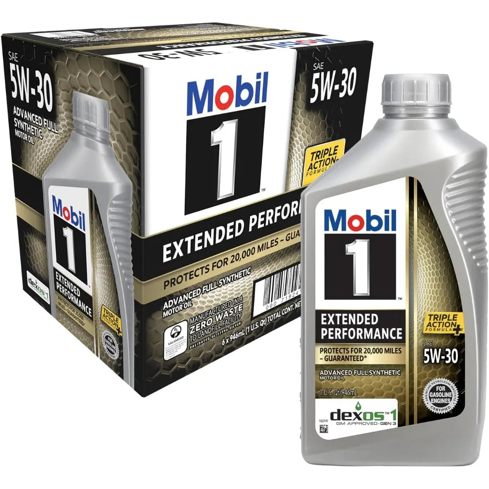 Mobil 1 Extended Performance Full Synthetic 5W-30 Motor Oil, 1 Quart Case of 6