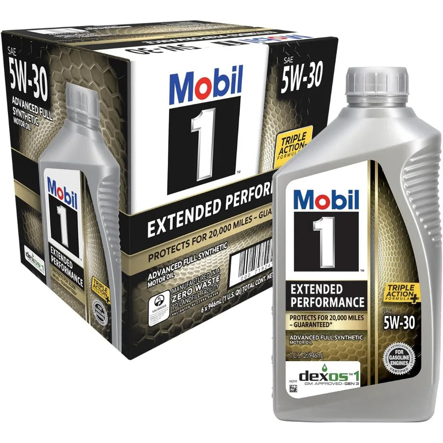 Mobil 1 Extended Performance Full Synthetic 5W-30 Motor Oil, 1 Quart Case of 6