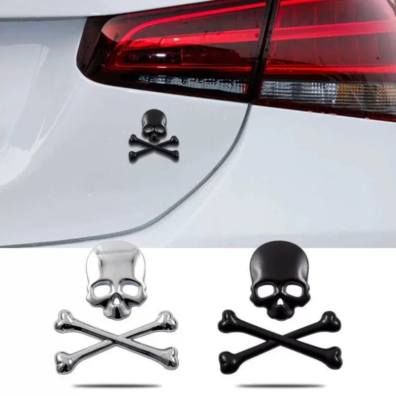 3D Metal Skull Skeleton Crossbones Car Motorcycle Sticker Truck Label Emblem Badge Decal Logo Car Styling