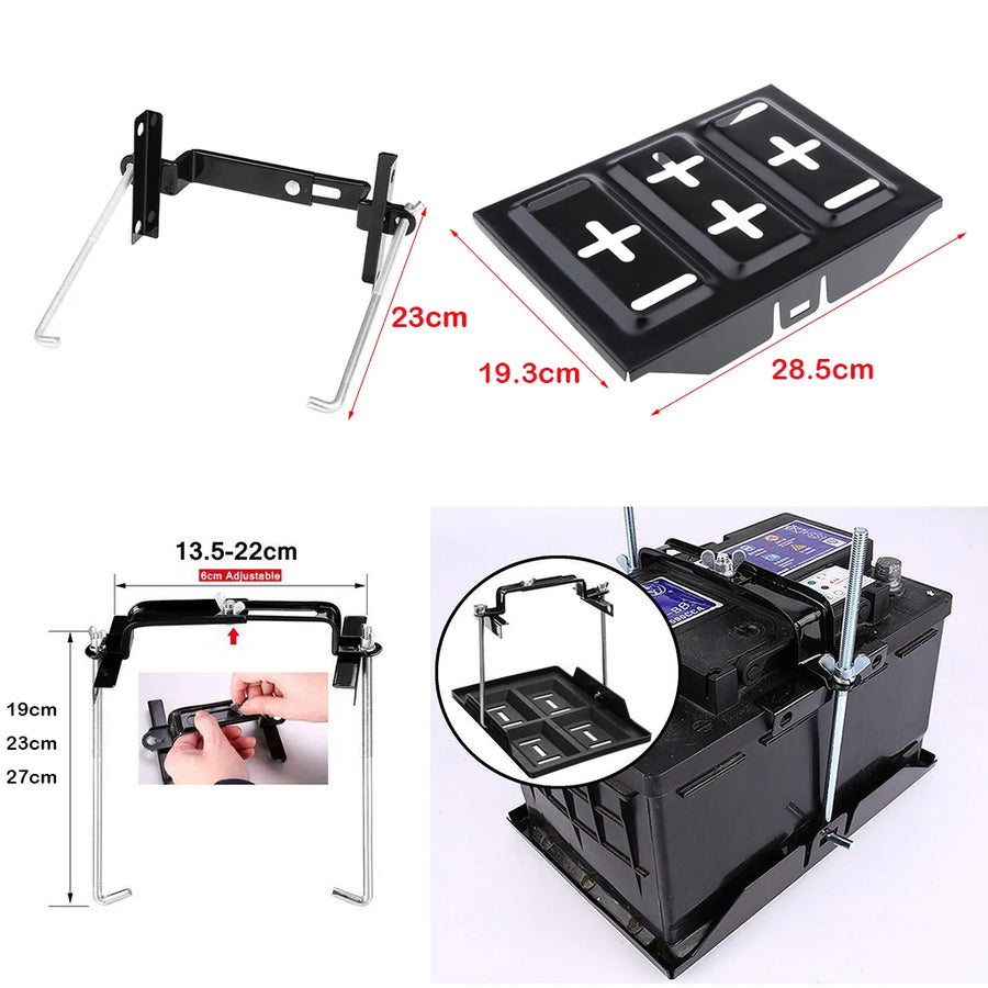 Adjustable Battery Tray and Hold-Down Bracket Kit - 28 cm or 34 cm