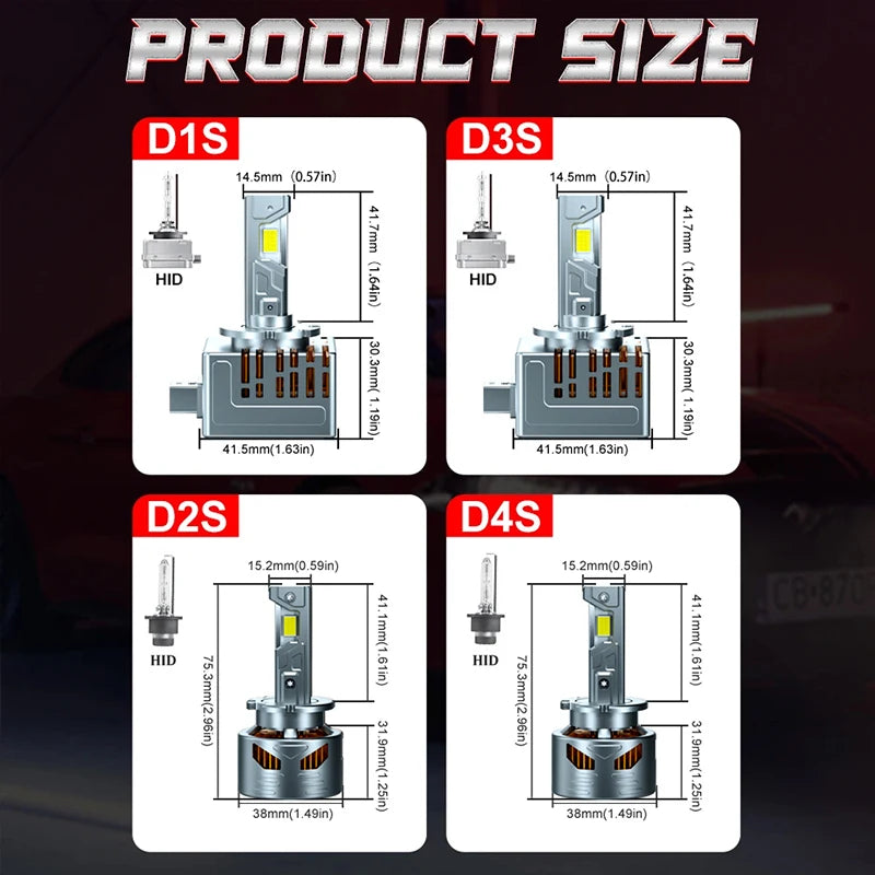 2-Piece D1S/D2S/D3S/D4S LED Headlight Conversion Bulb – 6000K, CANBUS