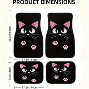 4-Piece Retro Cartoon Cat Car Floor Mat Set