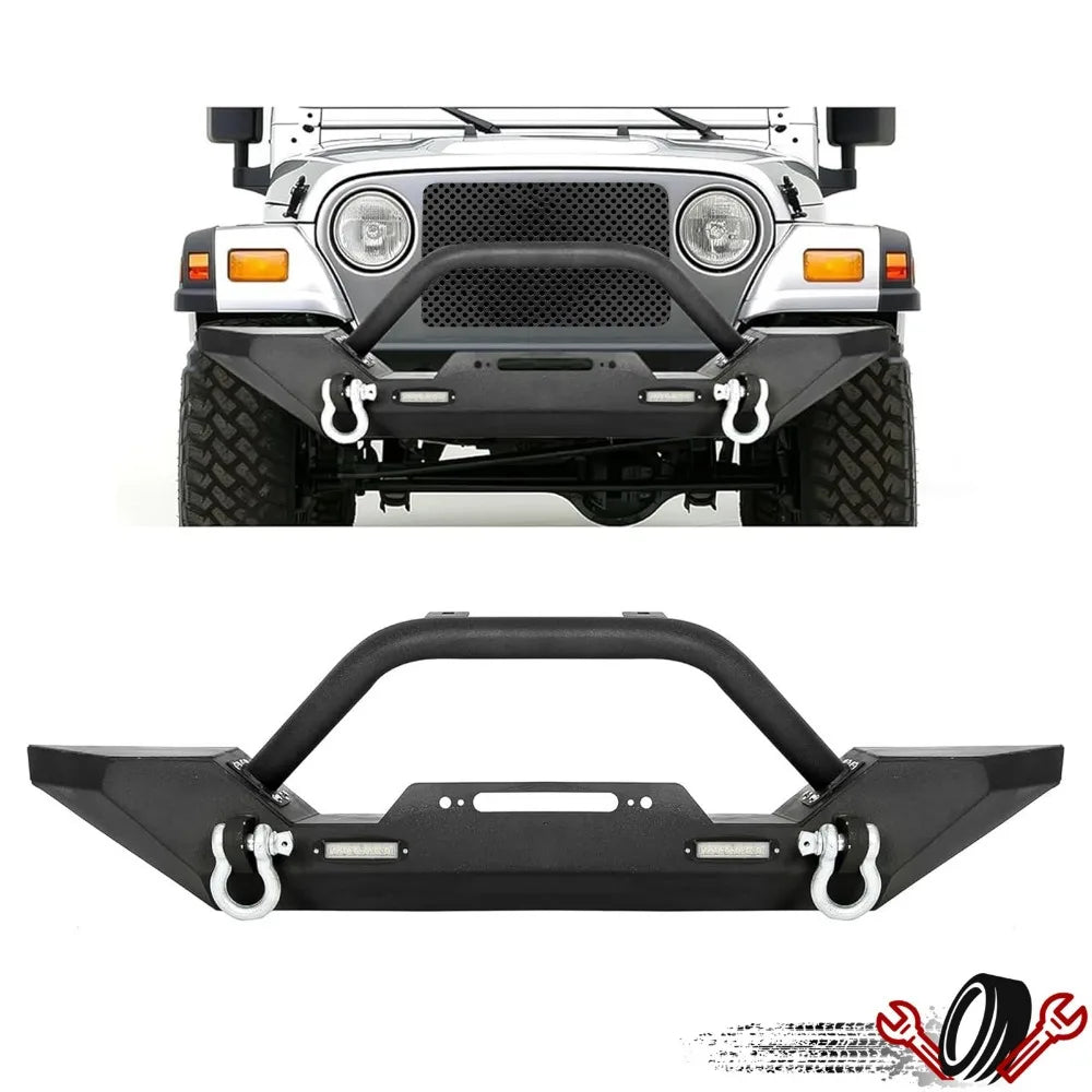 Front Rock-Crawler Winch Bumper with D-Rings for 1987–2006 Jeep Wrangler TJ/YJ