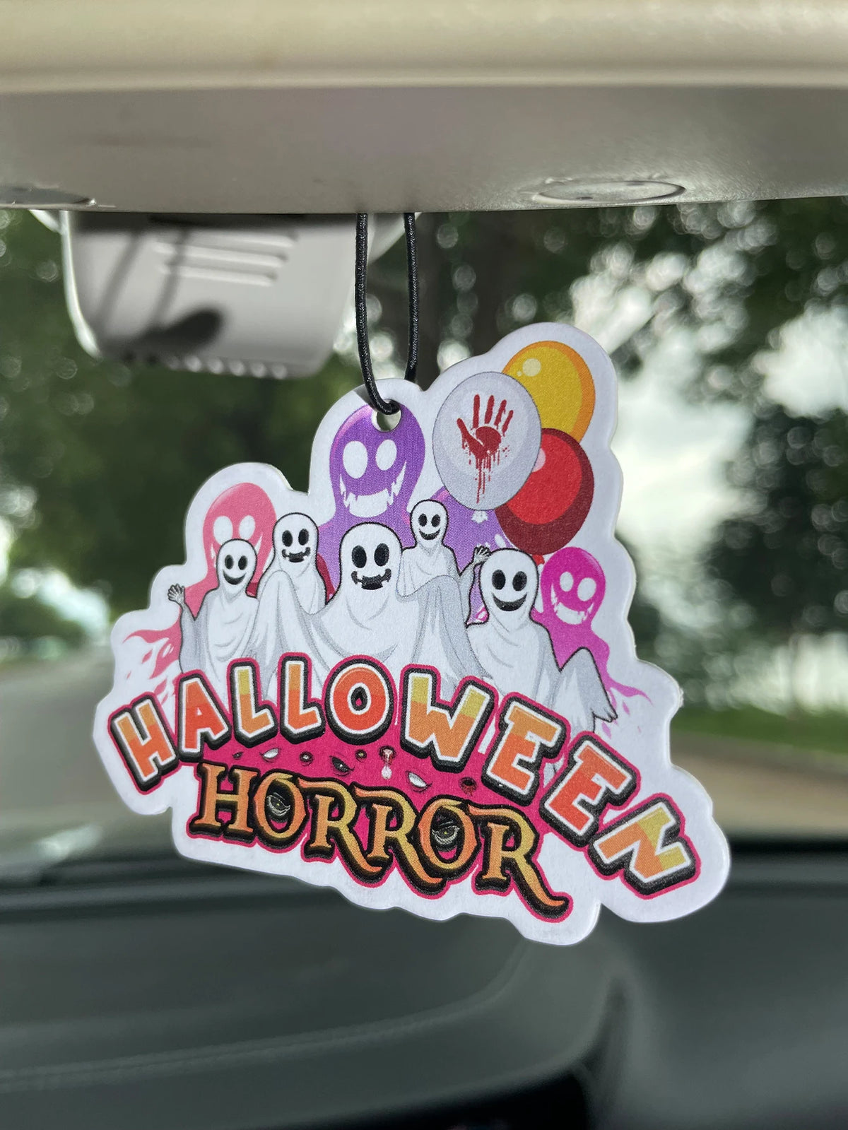 Halloween Horror Ghost Bloody Handprint Balloon Car Hanging Air Freshener