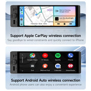6.28-Inch 1-DIN Wireless CarPlay and Android Auto Car Stereo