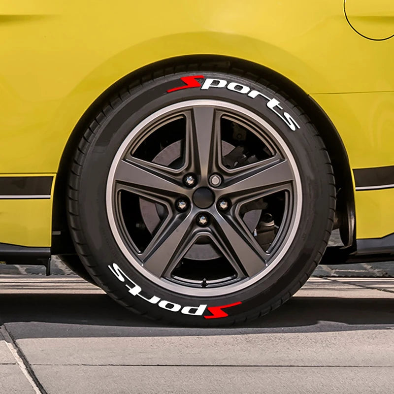 Sports Alphabet Pvc Car Tire Decals Tire Automotive Decorative Accessories Stylish Wheel Waterproof Stickers Adhesive-Free
