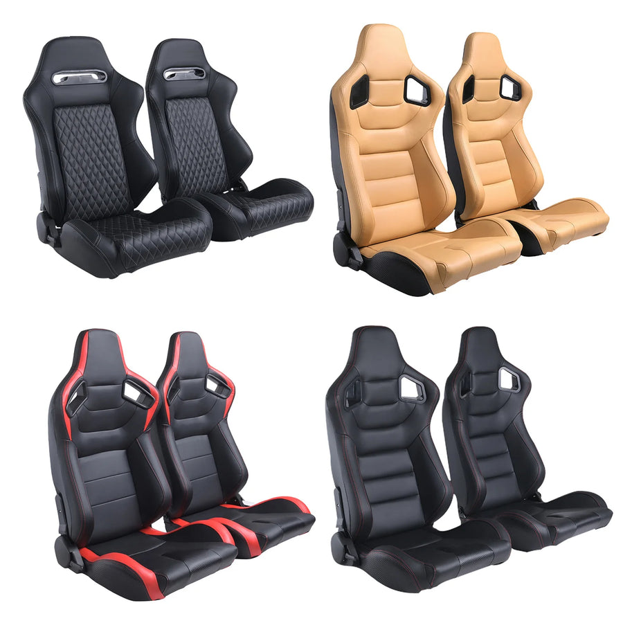 2-Piece Adjustable Racing Seat Set – PVC & Shell Options