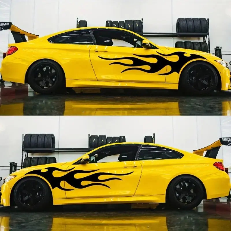 4-Piece Flame Stripe Car Door and Body Decal Set