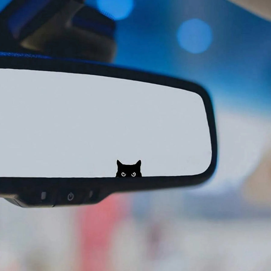 Black Cat Peeker Button Vinyl Decal