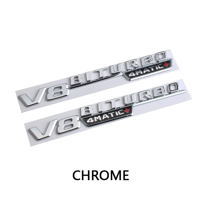 V8 Biturbo 4MATIC Fender Emblem Badge for Mercedes-Benz