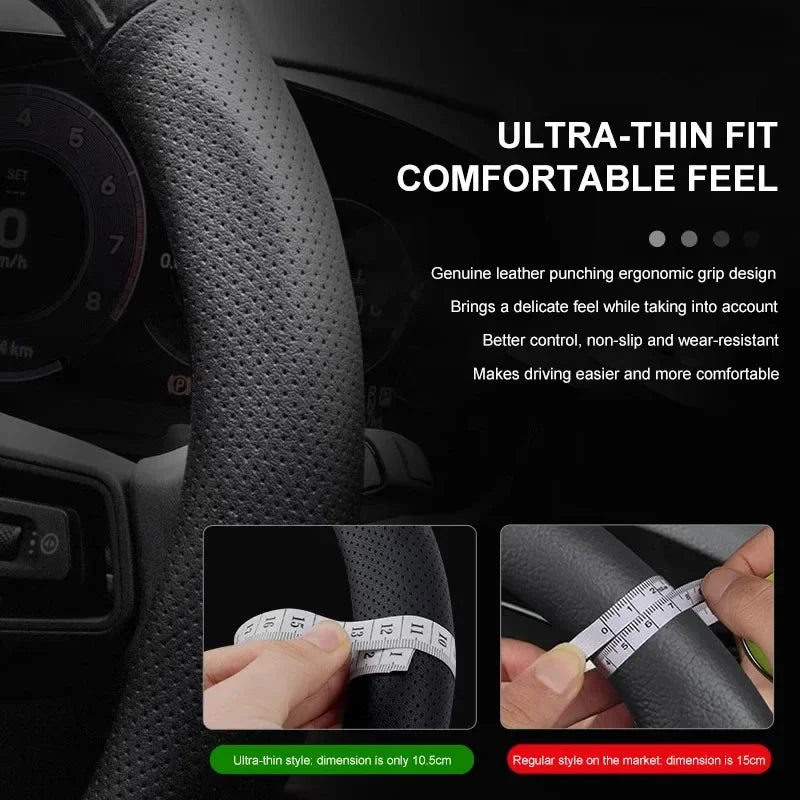 Ventilated Carbon Fiber-Look Steering Wheel Cover for Ford Vehicles